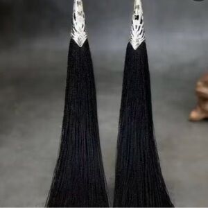 Elegant Black Tassel Earrings